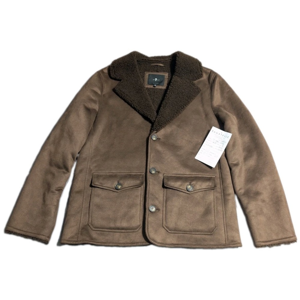 7 For All Mankind Mens M Brown Faux Shearling Sherpa Jacket Coat TJ Maxx Sample